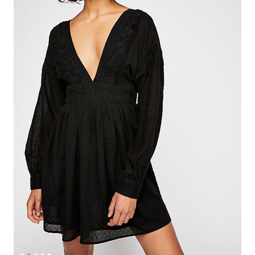 Free people embroidered black dress